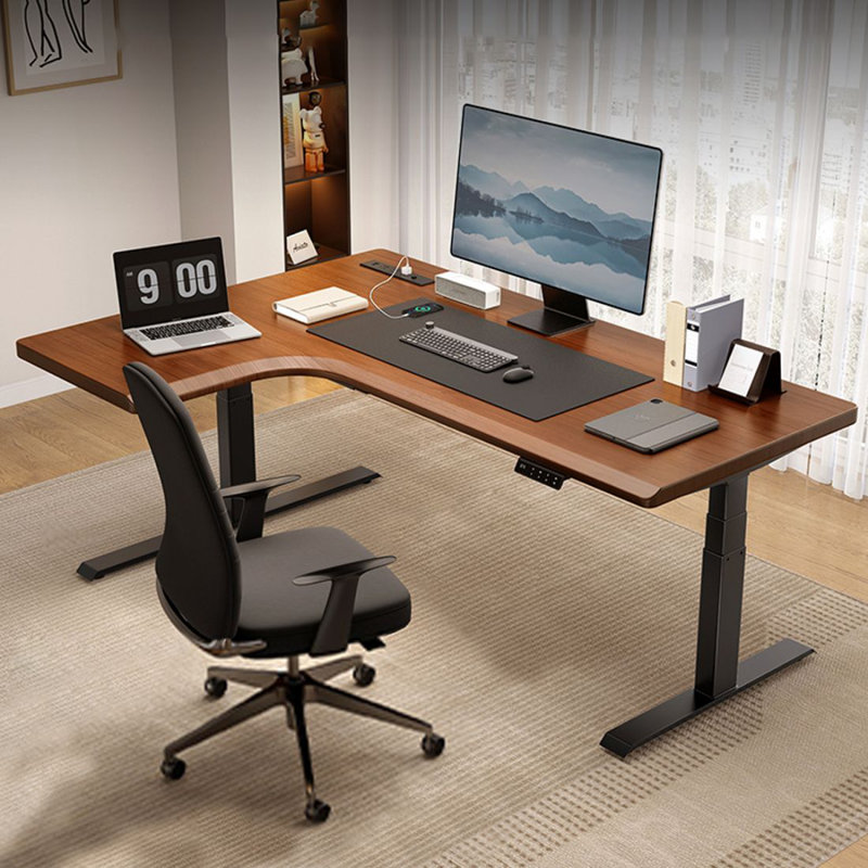 Bureau en coin en bois massif à hauteur réglable, H 24,41 po x l 55,12 po x P 43,31 po, Retour à gauche