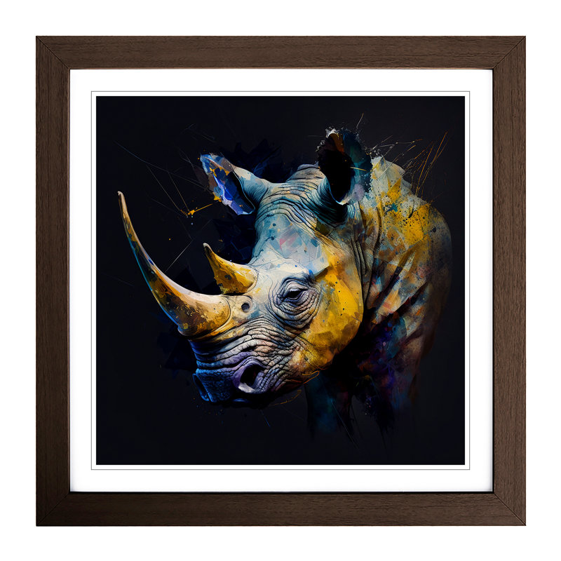 Rhino Gestural 1 Piece Single Picture Frame Wall Art, Walnut