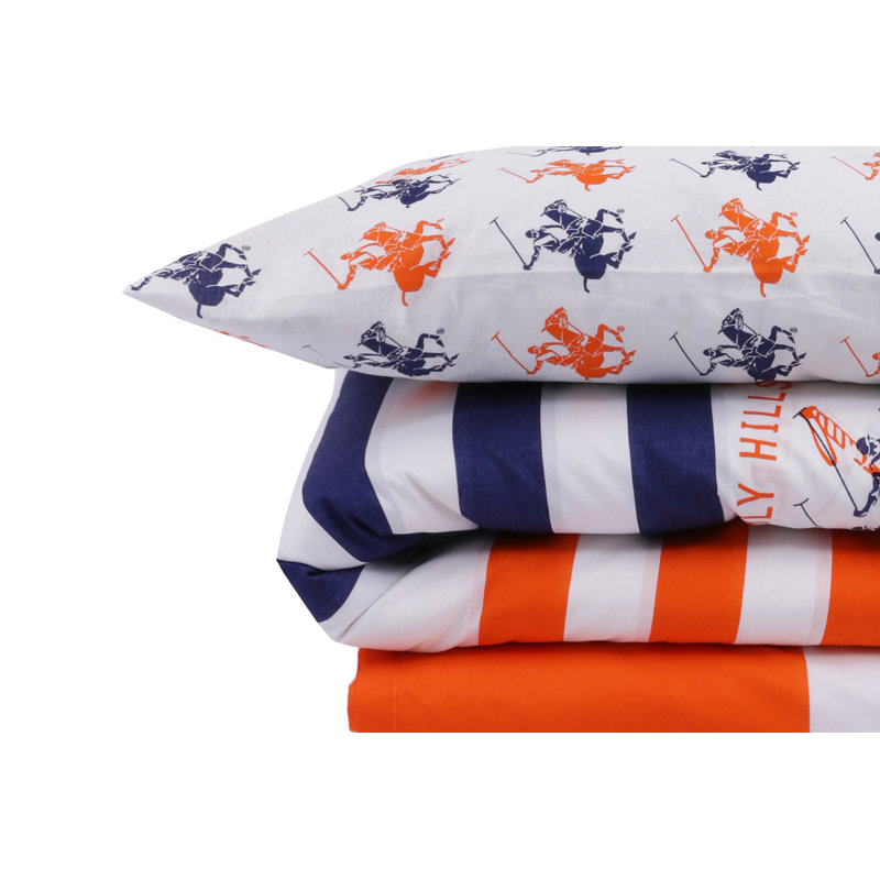 Ensemble de housse de couette 100% coton Sweetwood rouge / bleu / orange, Housse de couette double + 2 taies d'oreiller 31 p