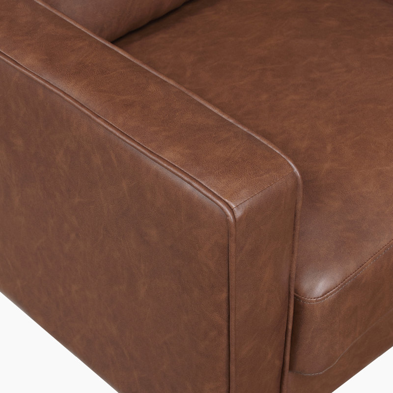 Mitka 77" W Faux Leather Sofa , Chocolate Faux Leather