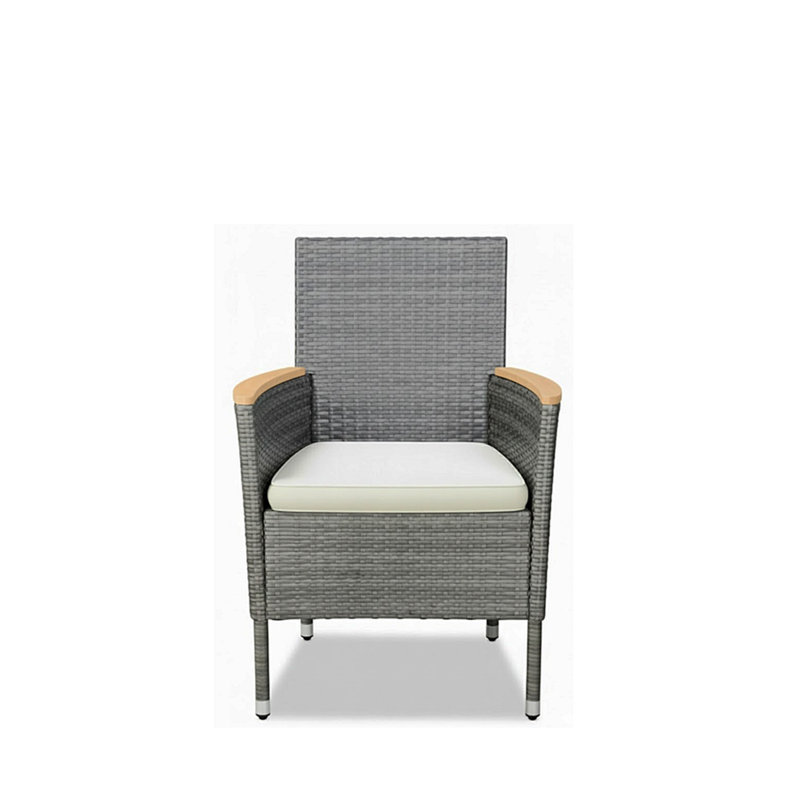 Chaise de patio 4 pièces en rotin toutes saisons, Gris