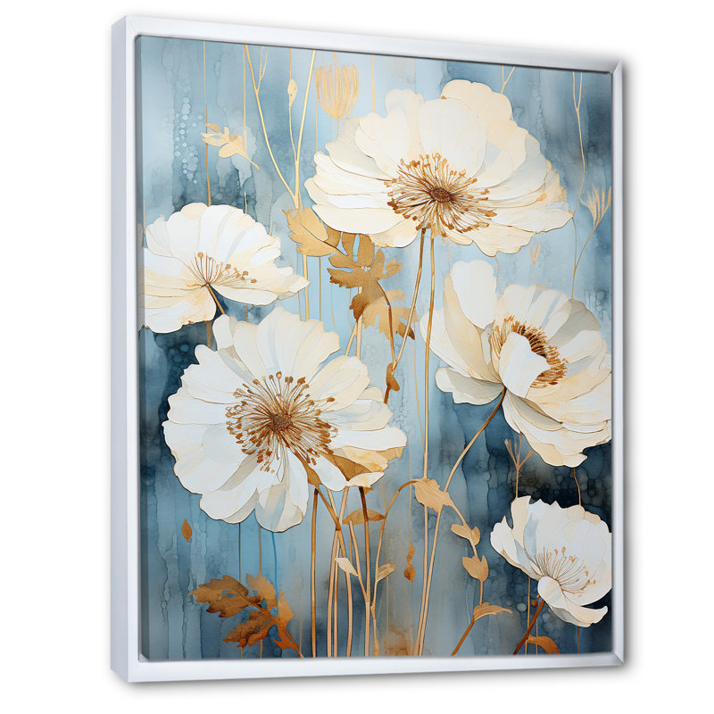 «Vivid Ranunculus Hues I», reproduction sur toile, Cadre flottant blanc, H 20 po x l 12 po x P 1 po