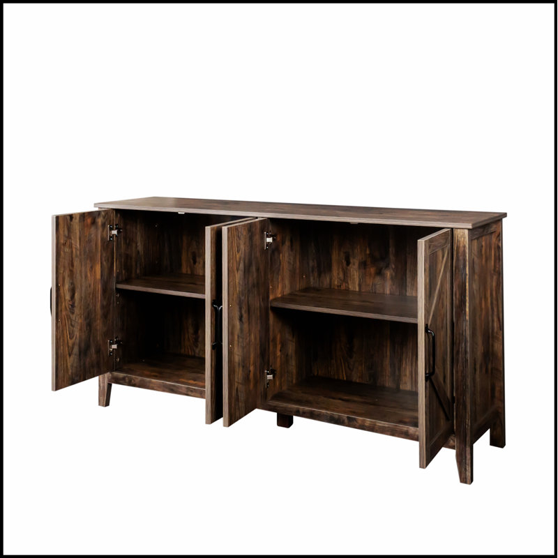 Cabinet with 4 Doors and 4 open shelgves,Freestanding Sideboard Storage Cabinet Entryway Floor