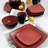 Gibson Elite Soho Lounge 16 Piece Matte Glazed Stoneware Dinnerware Set In Red-58884879