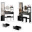 Touch - Controlled 17" 3 Colour Led Vanity Table And Full Body Mirror Cabinet With Cushioned Stool, American Design, Black Material, 43.38 In Depth, 14.61 Width, 64.27 Height Diameter Adjustable