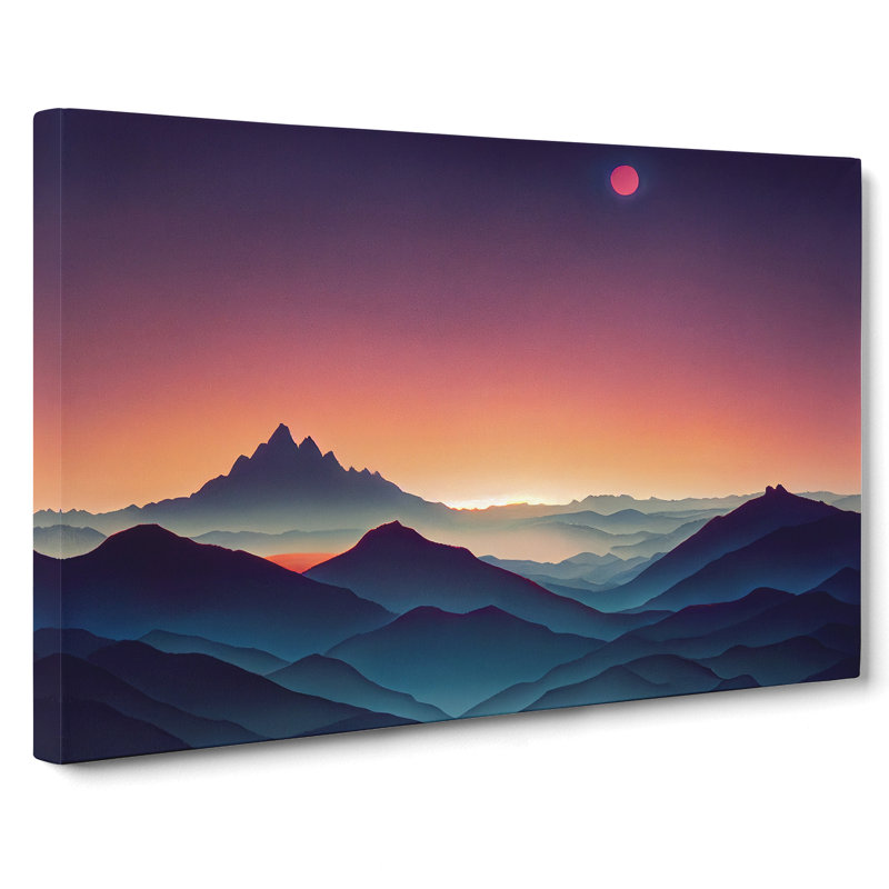 Cute Mountain Sunset - Wrapped Canvas Print, 40cm H x 60cm W x 3cm D