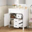 Meuble-lavabo de 30 po avec lavabo en céramique, deux tiroirs et tablette réglable - Rangement pratique pour les petits articles de toilette-1353958068