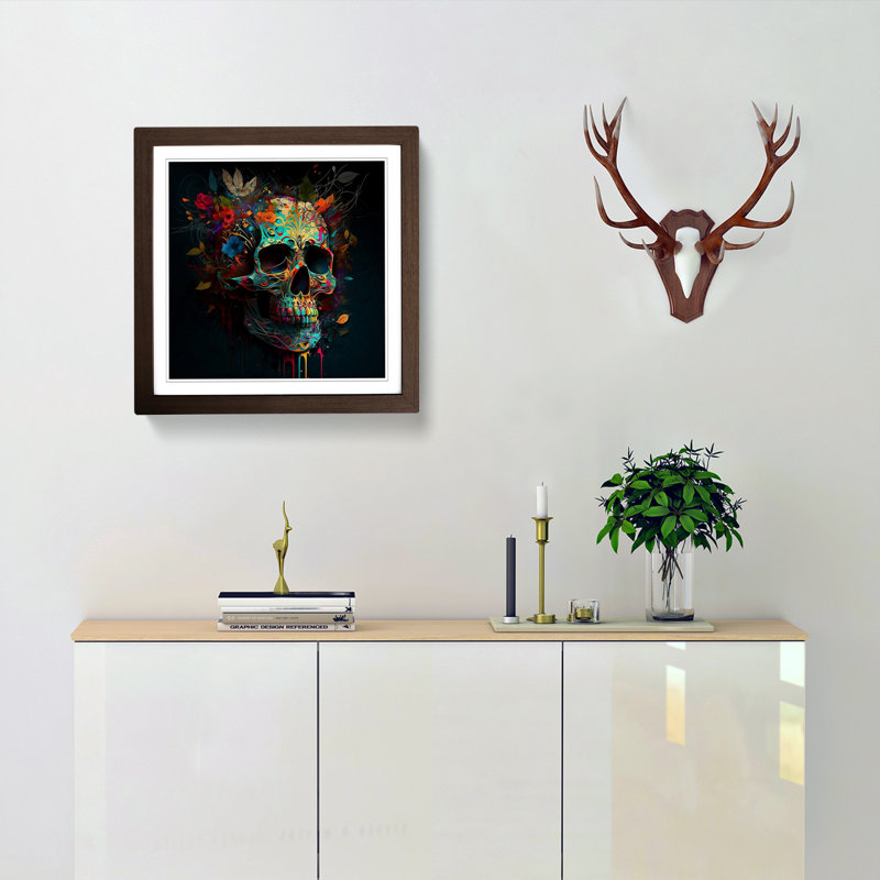 Sugar Skull - Framed Print, Walnut