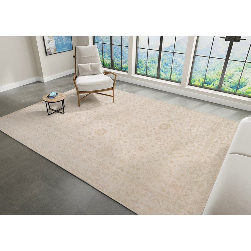 Ainsley Hand-Knotted Beige 2'x3' Rug, Rectangle 2' x 3'