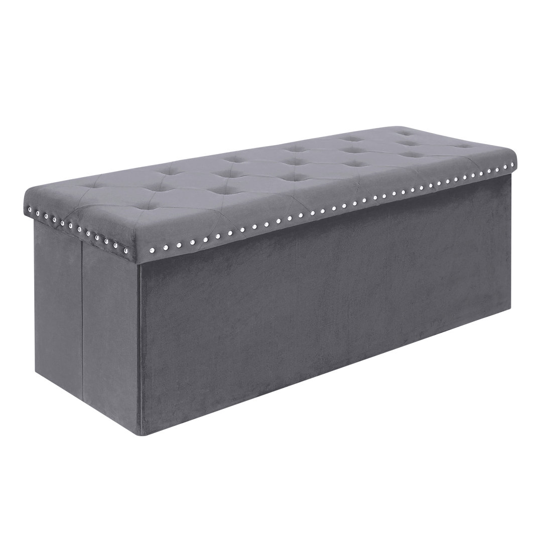 Melchora Storage Ottoman Bench, Folding Ottomans with Storage,Toy Chest Storage Boxes Footrest Ebern Designs Upholstery 