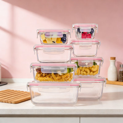 Glass Food Storage Containers With Airtight Lids, 8-Piece Set For Meal Prep, Microwave, Oven, Freezer & Dishwasher Safe, BPA-Free, Leakproof And Stackable