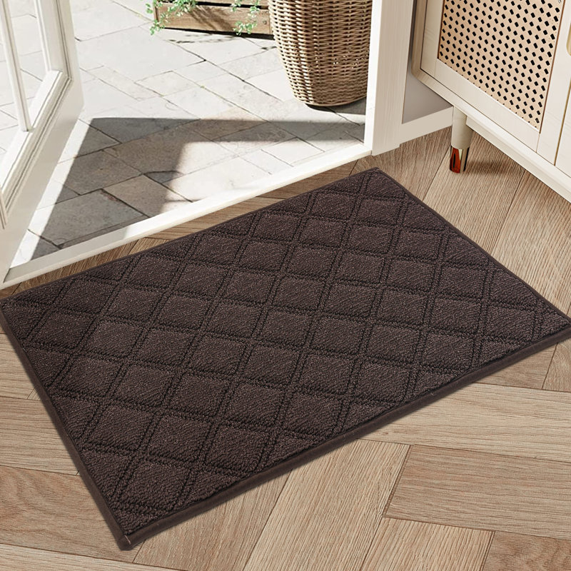 Non-Slip Geometric Indoor Doormat, Brown, 50.8cm W x 81.3cm L