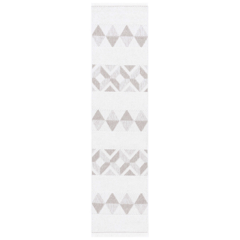 Tapis géométrique tissé à la machine gris / beige, Tapis de couloir 2 pi x 8 pi