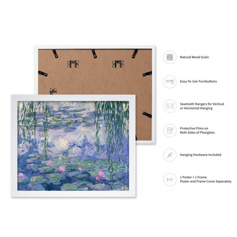 Claude Monet - Nénuphars No1, Affiche, H 18 po x l 24 po, Encadrement blanc