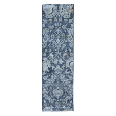 Tapis de couloir oriental gris en soie texturée noué à la main 3 pi x 10 pi 2 po 9AFE7149C7664DB5829A9EAD52471976