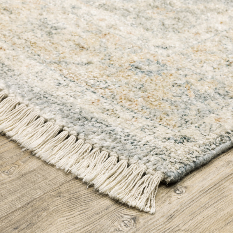 Tapis gris / beige fait à la main Hadden, Tapis de couloir de 2 pi 6 po x 8 pi