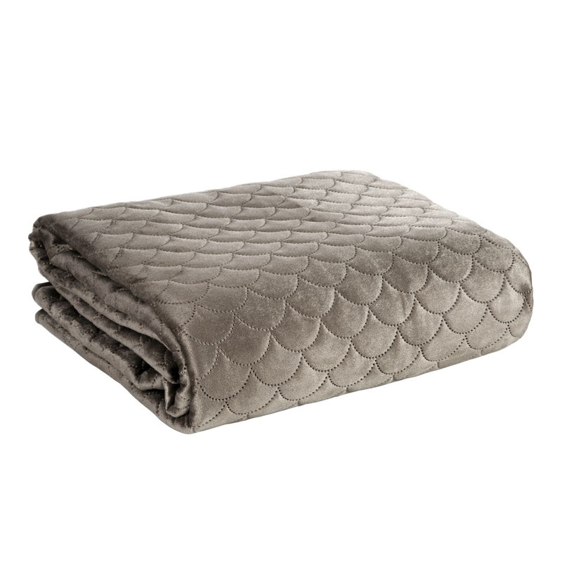 Ried Velvet Solid Colour Bedspread, Beige, W220 x L240cm