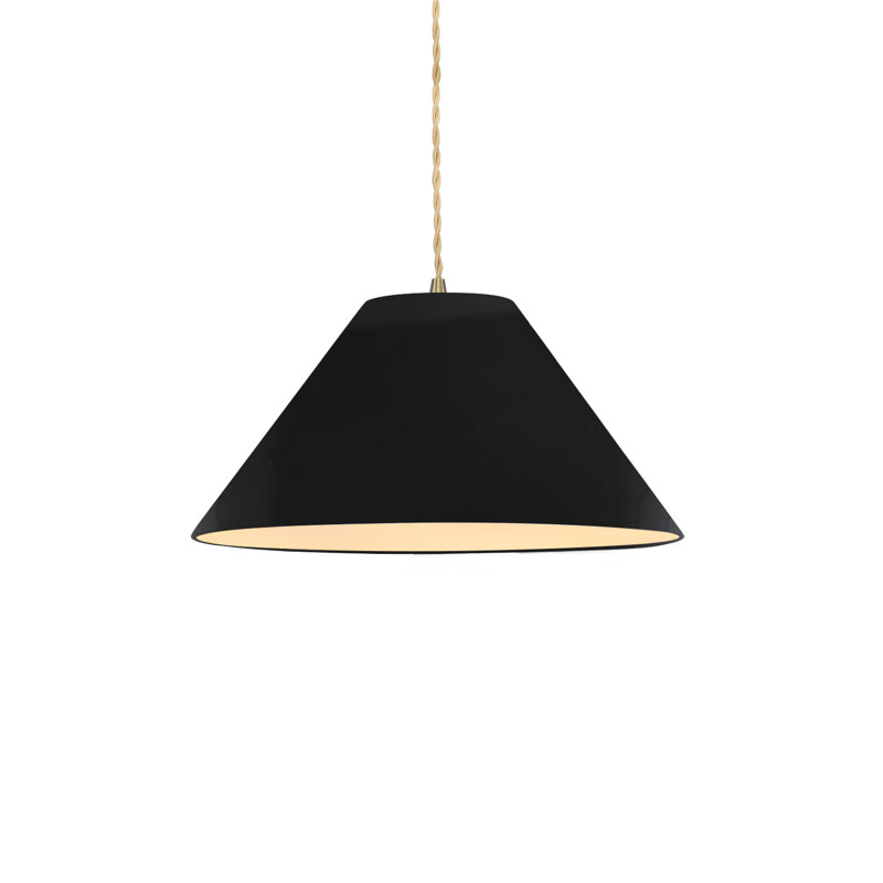 Radiance - Luminaire suspendu 1 lumière Avola - l 15 po x H 7,25 po - ampoule remplaçable - cordon torsadé beige, Lustre noir