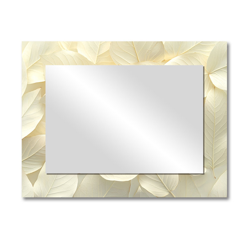 Feuillage ivoire ivoire collage I - miroir floral pour décoration murale - imprimé sur métal, 30 po x 40 po