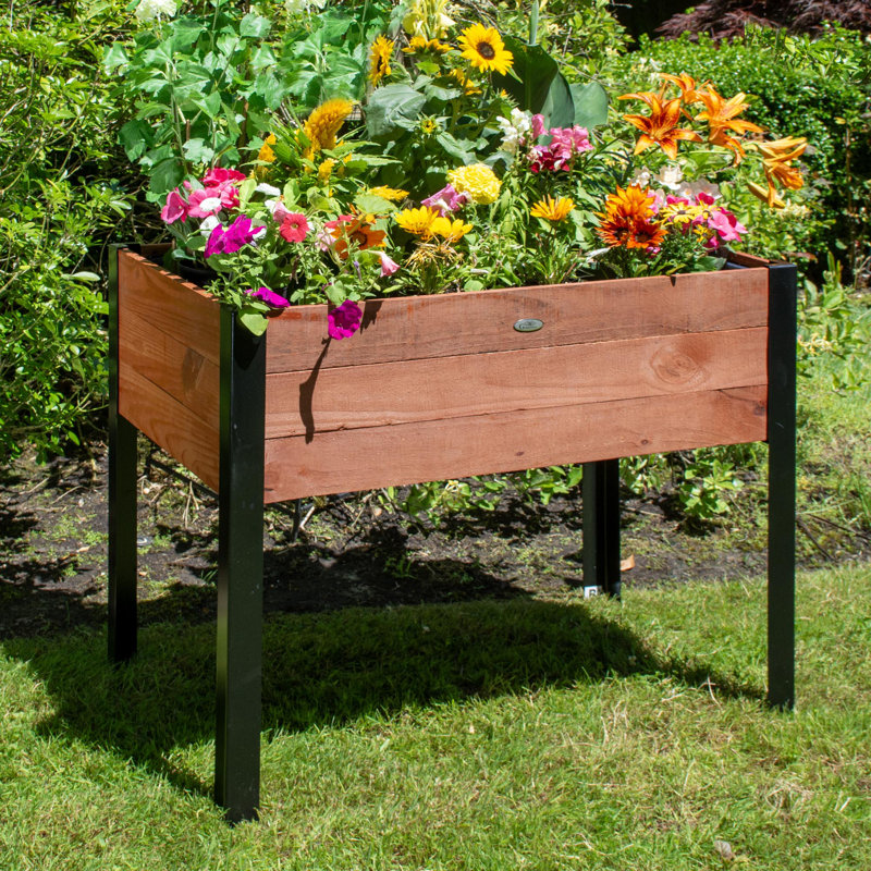 Wood Planter Box, Natural Brown, 31" H x 24" W x 37" D