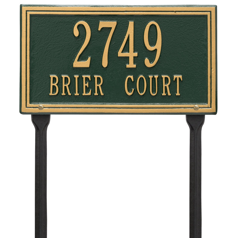 Plaque d'adresse sur 2 lignes Double Line, Oui, Vert et or