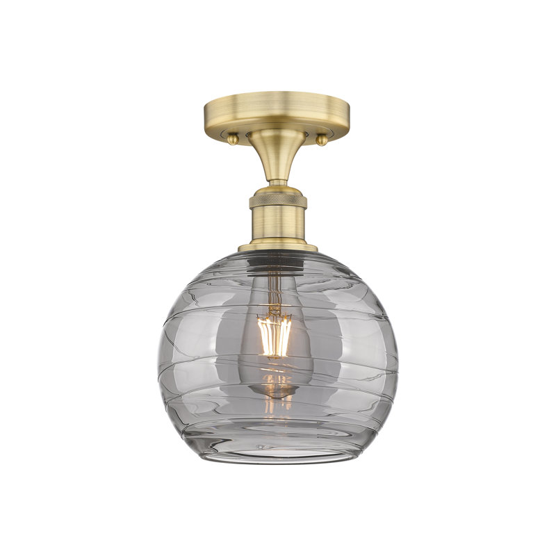 1 - Light Semi Flush Mount, 10" H x 5.88" W x 5.88" D, Brushed Brass
