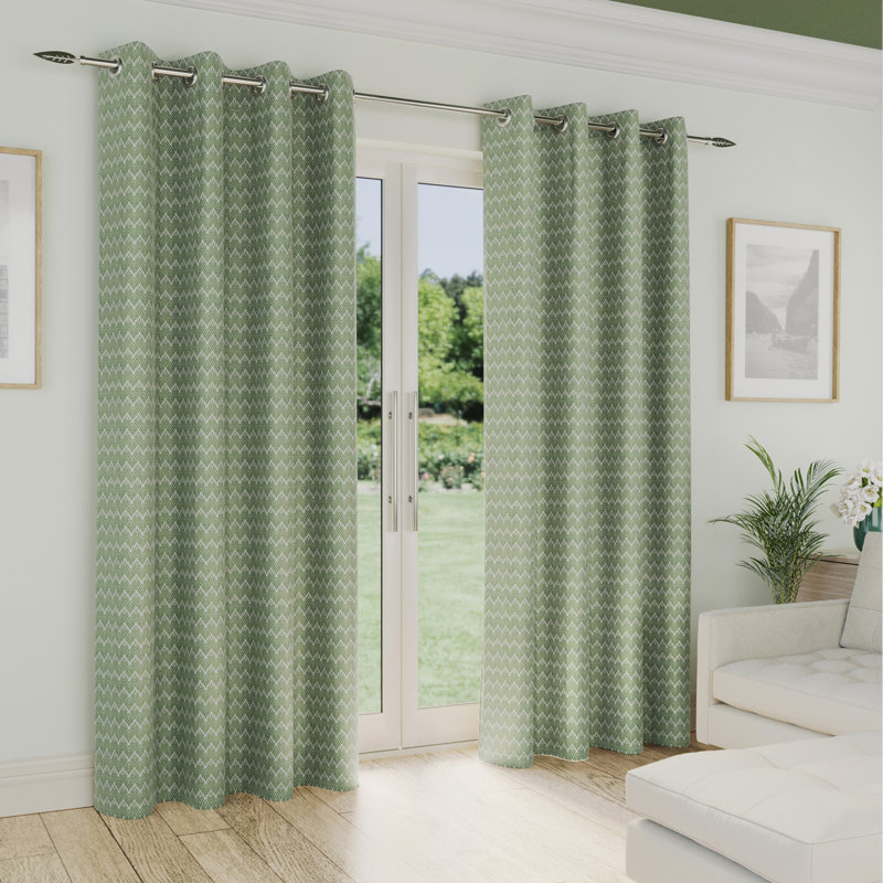 Aspen Room Darkening Curtain Pair, Green, 229cm Width x 229cm Drop