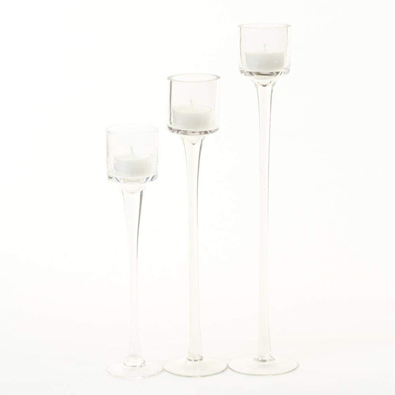 Ensemble de 3 ouragans en verre à grande tige