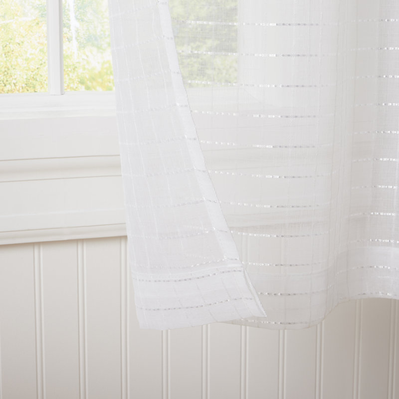 White Semi-Sheer Polyester Rod Pocket Curtain Panel Pair