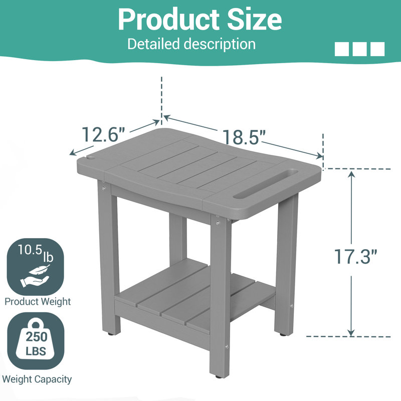 Shower Bench with Shower Head Holder, Water Resistant Shower Stool with Handle and Storage Shelf, Non-Slip Feet, for Bathroom, Adults, Older