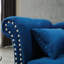 Chaise longue de rangement 2 en 1 en velours bleu avec pieds en bois massif, capitonnage à boutons et rangement de chambre à coucher de style classique de 60 po, capitonnage, garniture cloutée - confortable