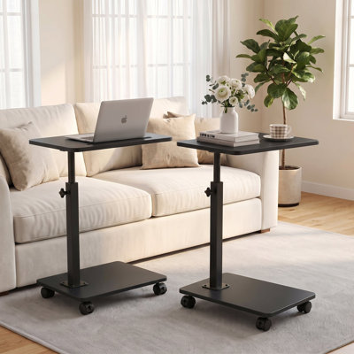 Table d'appoint mobile à hauteur réglable avec roulettes verrouillables, table de canapé en forme de C pour ordinateur portable, table de chevet portable avec fente pour tablette, table d'appoint multifonctionnelle pour canapé