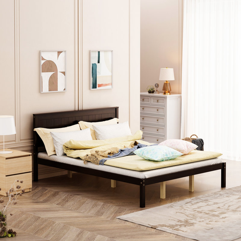 Base de lit plateforme avec tête de lit Alayna Bayliff, Grand, Espresso