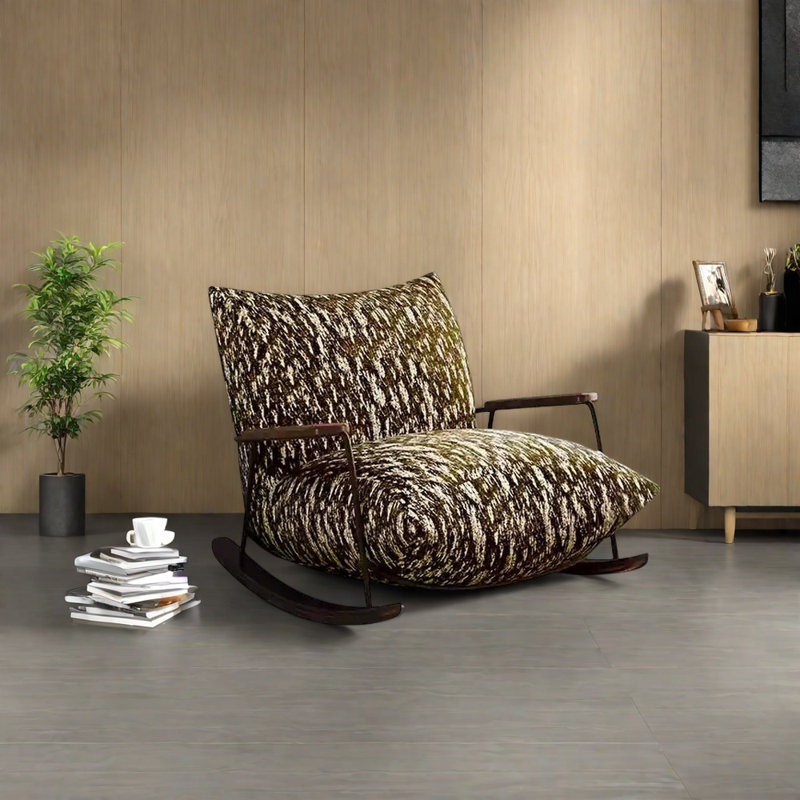 Chaise berçante confortable et ergonomique, Blanc / jaune