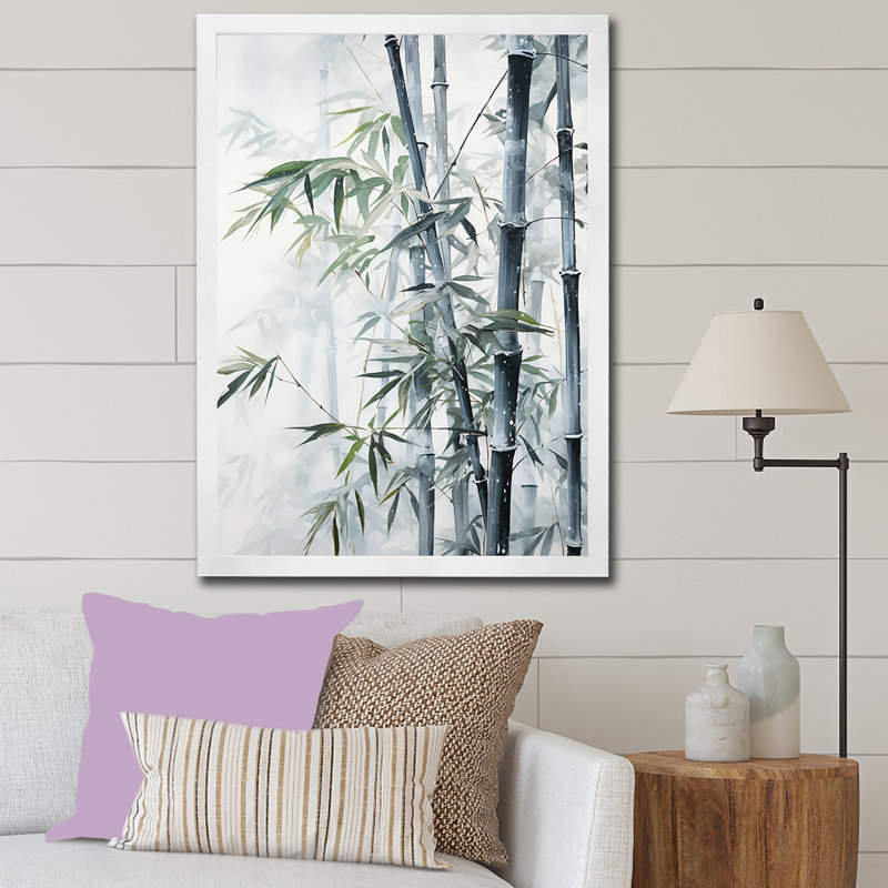 Bambou sauvage noir et blanc II, H 40 po x l 30 po x P 1,5 po, Cadre photo blanc