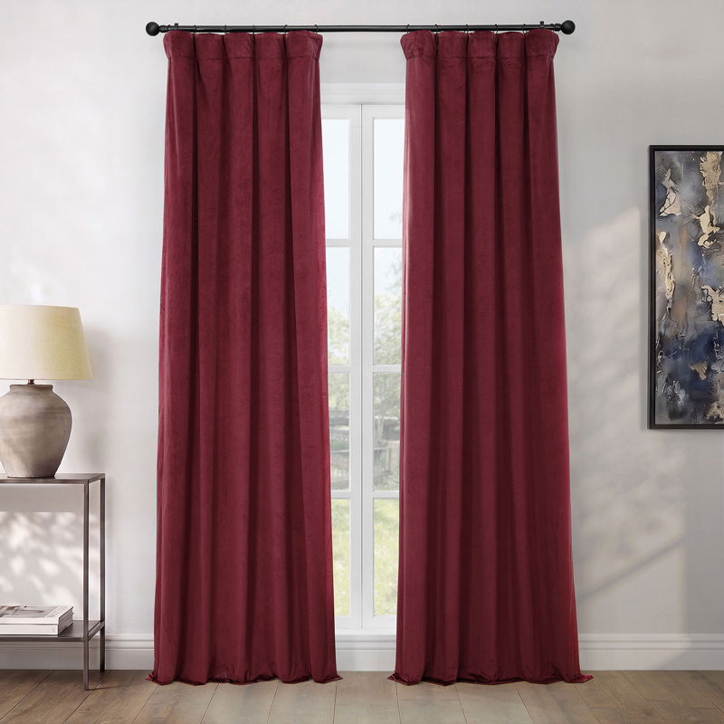 Rideaux en velours moelleux Matra pour chambre à coucher ‑ rideaux obscurcissants pour les fenêtres de salon, panneau simple