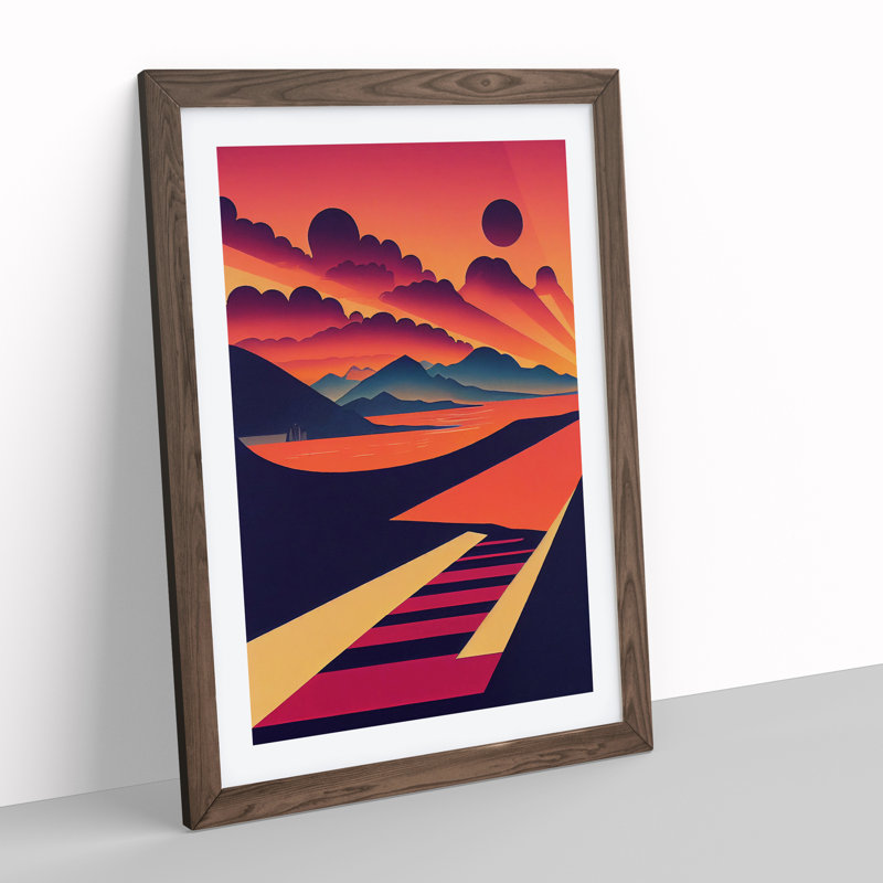 Breathtaking Sunset - Print, 66cm H x 48cm W x 2cm D, Walnut Framed, White