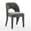 Chaises de salle à manger grises en chenille grises de 2 pièces, design contemporain, évidé, chambre ou pièce d'intérieur, structure de cadre en fer, sièges confortables, capacité de charge de 300 livres, performance à coût élevé, facile-695258253