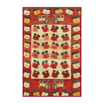 Tapis traditionnel rouge / beige Ilir