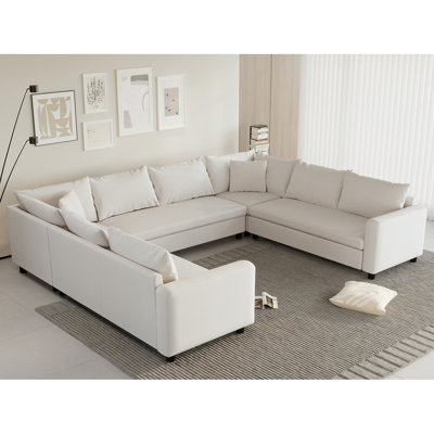 Canapé modulaire modulaire 116 * 92 po Modern Canapé, ensemble de canapé en chenille en U réversible, combinaison libre, mobilier d'intérieur de style minimaliste, canapé convertible surdimensionné à 8 places pour le salon, appartement, 2 couleurs
