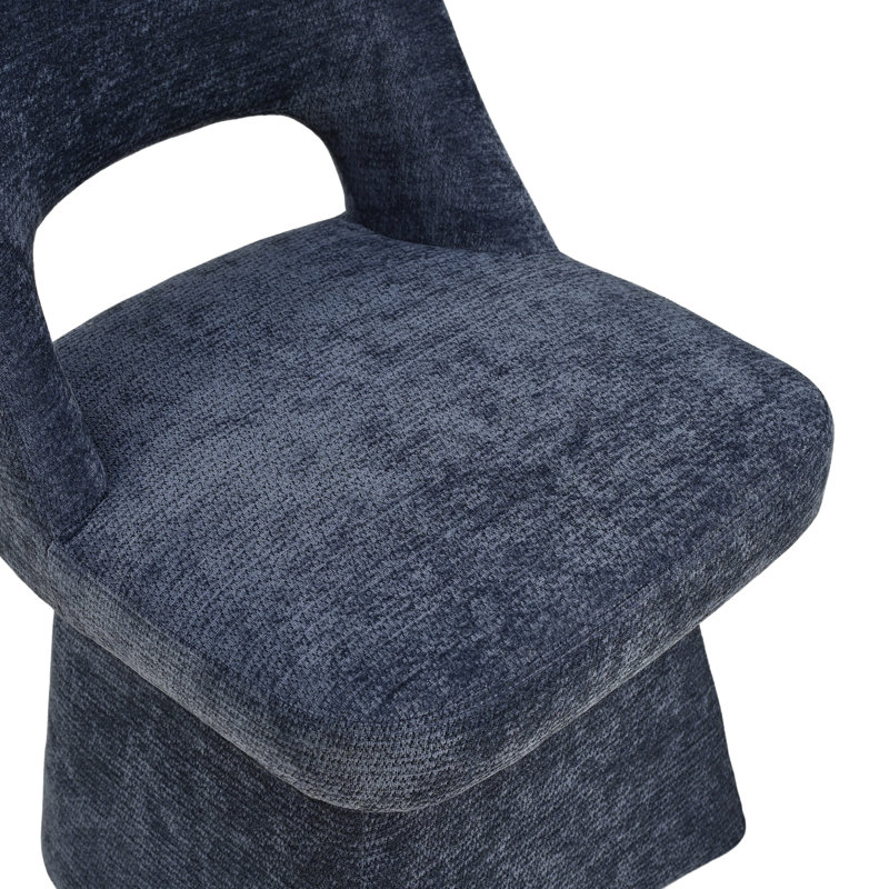 Modern Chenille Swivel Dining Chair, Open Back – 360° Rotating Design for Dining Room, Blue