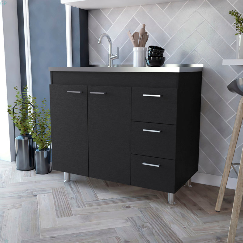 2-Door 3-Drawer Kitchen Cabinet