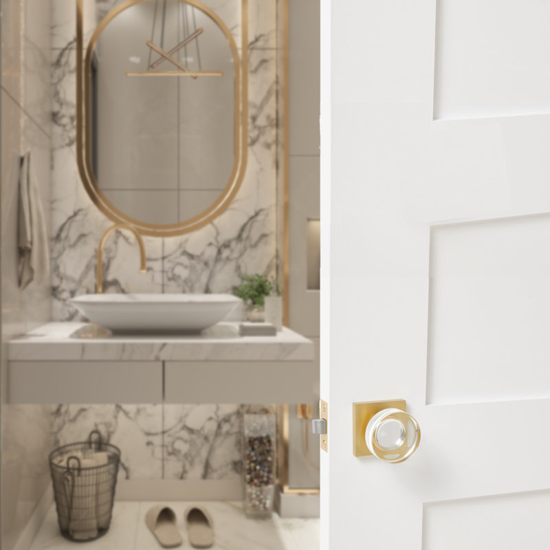 Poignée de porte Florence en or satiné avec poignée en cristal, Fausse poignée simple
