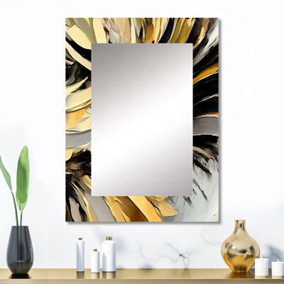 Dreams Of Abundance Black And Gold II - Modern Rectangular Wall Mirror