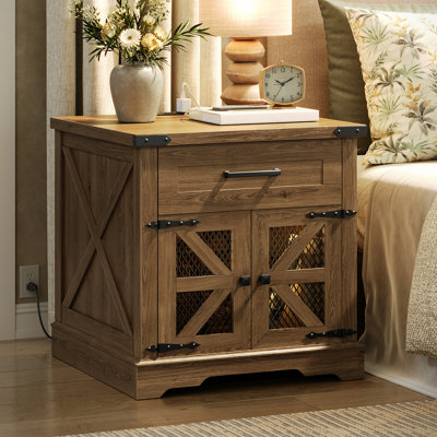 Table d'appoint de style campagnard avec table de charge et table de chevet 23,6 po