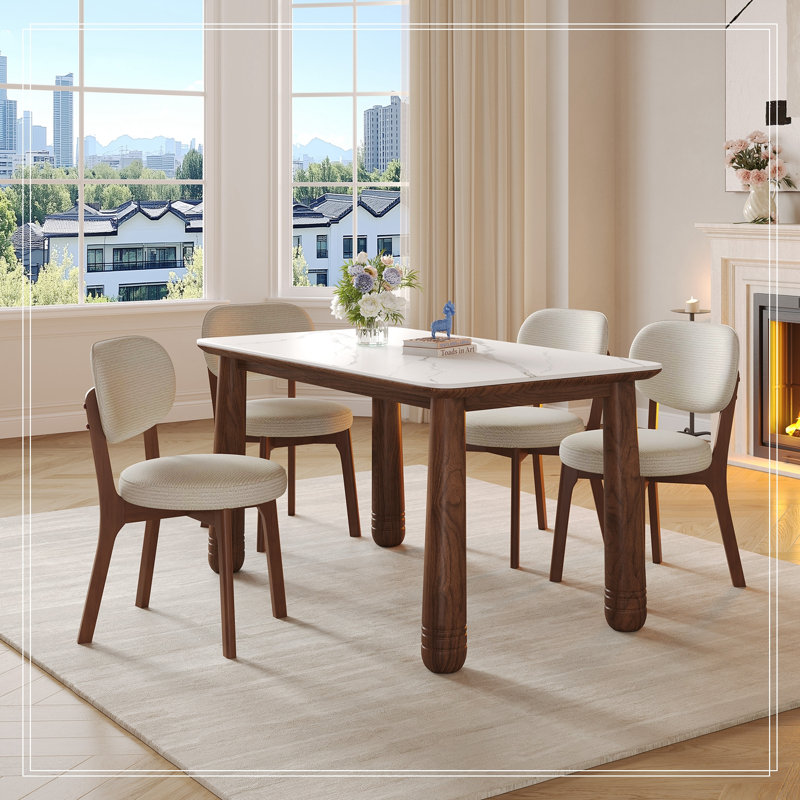 7 pièces Karoline avec 6 chaises rembourrées, Blanc