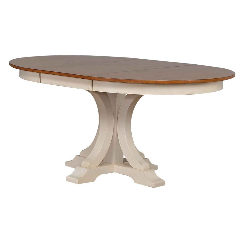 Alisha Round Solid Wood Extendable Art Deco Dining Table In Honey/ Cream