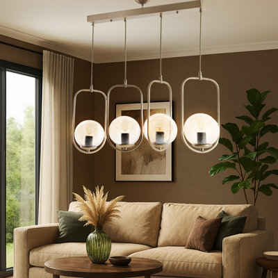 Adjustable Height 4 Lights Metal Body Kitchen Island Pendant