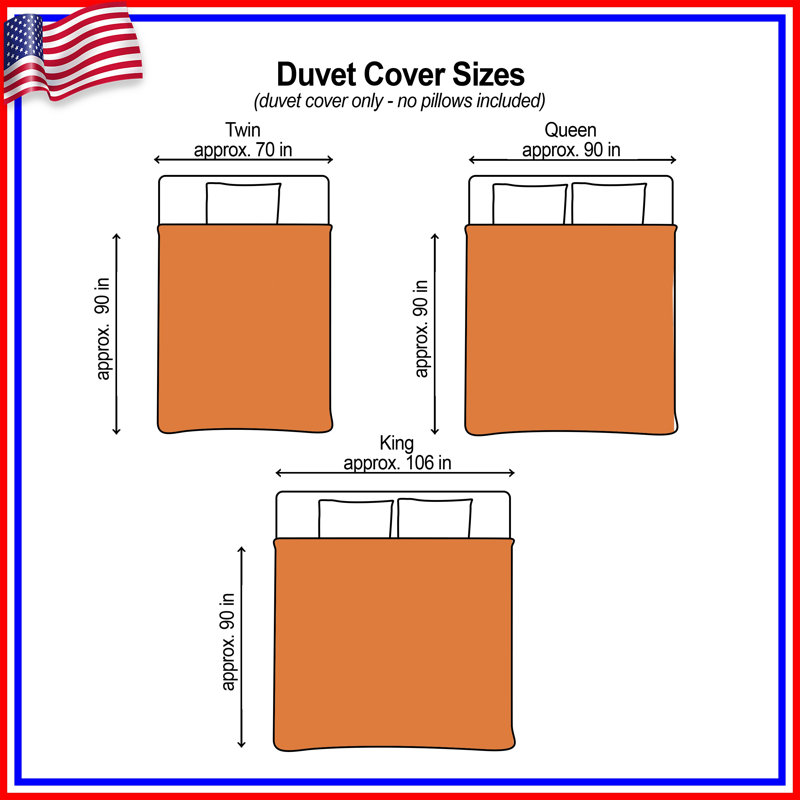 Housses de couette de couleur orange uni, Grand lit