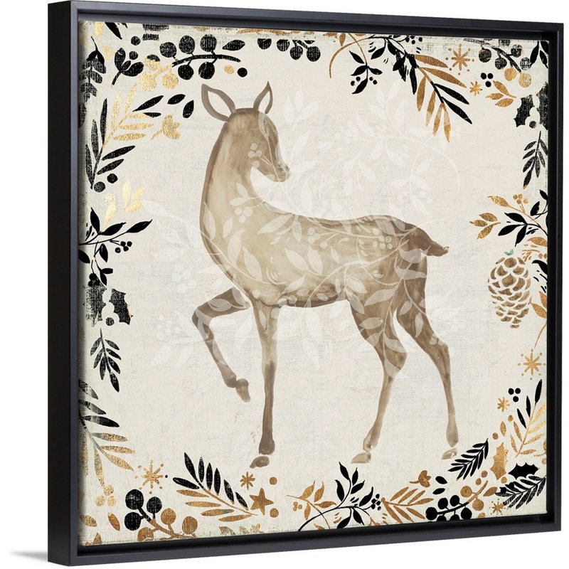 Prancer-reproduction d’art sur toile, Cadre noir, H 14 po x l 14 po x P 1,75 po